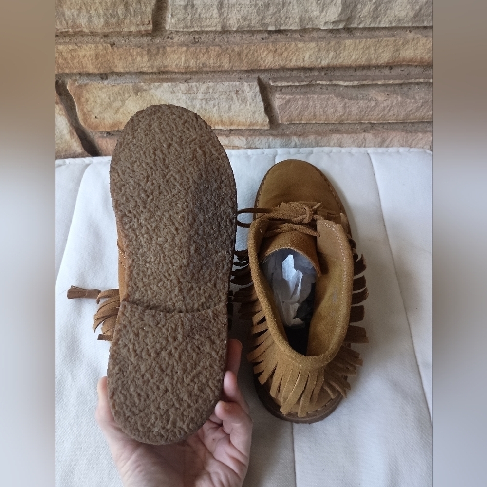 J Crew Made In Italy Brown Suede Ankle Boots with Fringe_10 - Picture 4 of 9